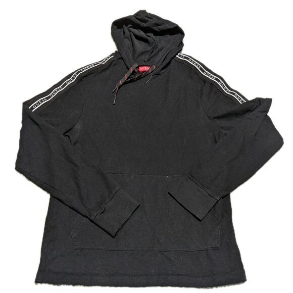 Guess~Black Men Light Weight Hoodie~White Stripe w/ Logo on the Sleeves~size S - Picture 1 of 6